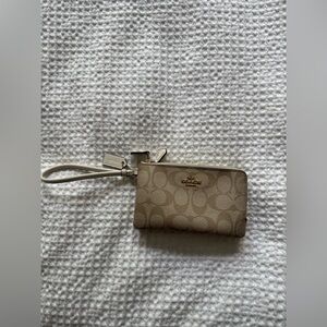 Coach Beige Signature Wristlet
